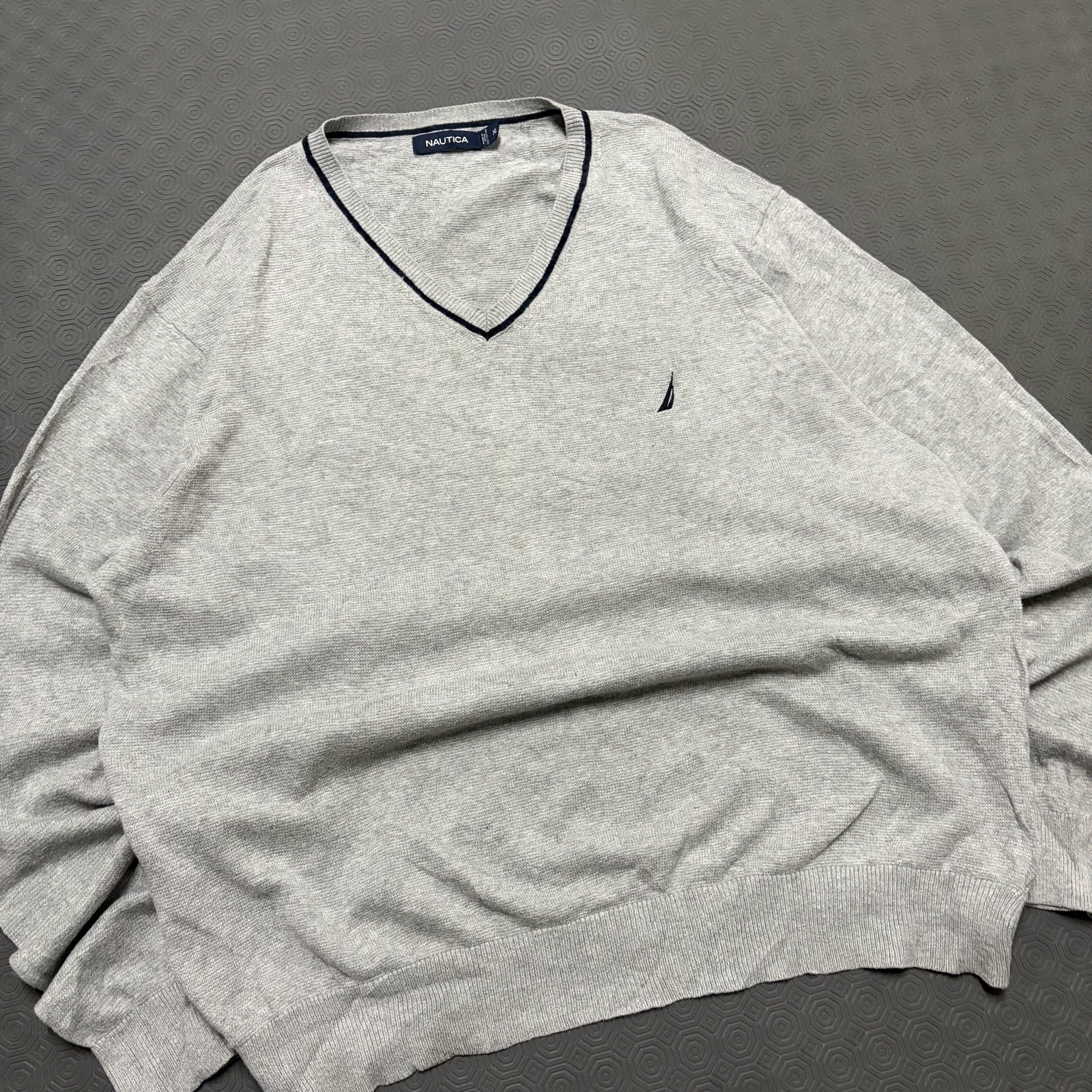 Gray V-Neck Knitwear Sweater XL – photo 3